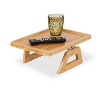 Relaxdays Plateau pour accoudoir, Bambou, Support rectangulaire, Tablette Boissons & Snacks, LxP : 35 x 26,5 cm, Nature