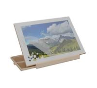 Relaxdays Plateau pour Puzzle allant jusqu'à 1 000 pièces, Ergonomique, 2 tiroirs, Bois de pin, Nature et Gris