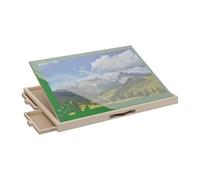 Relaxdays Plateau pour Puzzle allant jusqu'à 1 000 pièces, Ergonomique, 4 tiroirs, Bois de pin, Nature et Vert