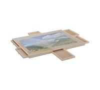 Relaxdays Plateau pour Puzzle allant jusqu'à 1000 pièces, 6 tiroirs Pratiques, Bois de pin, Nature