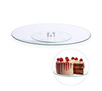 Relaxdays Plateau tournant 360° gâteaux, Lot de 2, Assiette présentation Verre pâtisserie 30 cm Servir décorer, Transparent