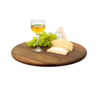 Relaxdays Plateau tournant en Bois d'acacia, 360° pivotant, Ø 40 cm, Plateau Rotatif pour Snacks, Rond, Naturel