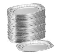 Relaxdays Plateaux de Service Aluminium, Lot de 100, LxP: 35x24 cm, Supports ovales, pour Cuisson indirecte, argenté