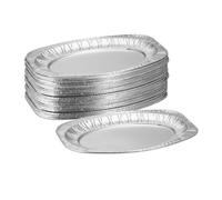 Relaxdays Plateaux de service aluminium, lot de 40, LxP: 35x24 cm, supports ovales, pour cuisson indirecte, argenté