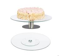 relaxdays Plateau à tarte rotatif, set de 2 pièces