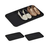 Relaxdays Plateaux XL Chaussures, Lot de 3, Supports pour Souliers mouillés, 60 x 40 cm, Larges bacs en Plastique, Noir