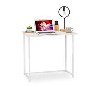 Relaxdays Pliable, Table Bureau à Plier, Travail Maison, 74x80x45cm, Choix de Couleurs, Panneau de Particules, Fer, Weiß, 74,5 x 80 x 45 cm