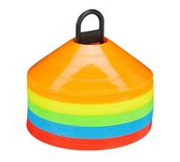 Relaxdays Plots de marquage, lot de 50, 5 couleurs, cônes pour football & handball, avec support, accessoire sport
