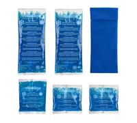 Relaxdays Poche de Gel, en lot Pratique de 5, compresse Chaud/Froid, Convient au Micro-Ondes, 3 formats, Bleue