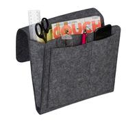 Relaxdays Poche de lit, feutre, à suspendre, 5 compartiments, rangement canapé, organisateur HLP 26x28x5 cm, gris foncé
