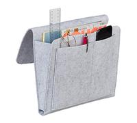 relaxdays Poche de lit, feutre, à suspendre, 5 compartiments, rangement canapé, organisateur HLP 26x28x5 cm, gris clair