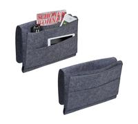 Relaxdays Poche de lit, Lot de 2, Fermeture Auto-agrippante, Pochette Chevet, Rangement canapé, en Feutre, Gris foncé