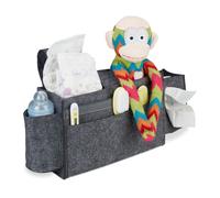 Relaxdays Poche de lit, mezzanine, 8 compartiments, organiseur feutre, à accrocher, rangement, HLP 23x43x11, gris foncé