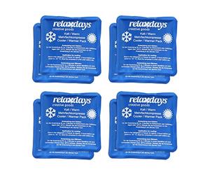Relaxdays Poches de Glace, Lot de 8, Chaud et Froid, 11 x 11 cm, Premiers Secours, Pochettes réutilisables, Bleu