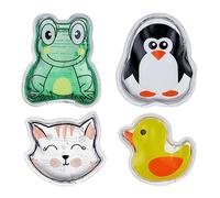 Relaxdays Poches pour Enfants, Lot de 4, Effet Froid ou Chaud, Motifs Animaux, en Gel, réutilisables, Multicolore