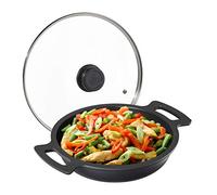 Relaxdays Poêle de service, revêtement anti-adhésif, avec couvercle, pour fours et grille, aluminium, 28 cm, anthracite