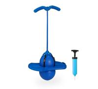 Relaxdays Pogo Ball pour Enfants, 100 kg, extérieur, Balle avec poignées, 74x39x29 cm, Bleu