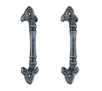 Relaxdays Poignée de Meuble Vintage, Lot de 2, pour Portes, armoires & tiroirs, Fonte de Fer, 20 cm de Long, Gris