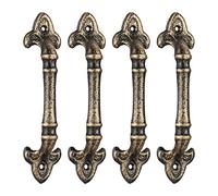 Relaxdays Poignée de Meuble Vintage, Lot de 4, pour Portes, armoires & tiroirs, Fonte de Fer, 20 cm de Long, Ornements, Bronze