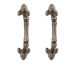 Relaxdays Poignée de Meuble Vintage, Lot de 4, pour Portes, armoires & tiroirs, Fonte de Fer, 20 cm de Long, Ornements, Bronze