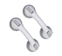 relaxdays Poignée Ventouse, Lot de 2, Barre d’Appui Douche & Baignoire, 25 kg, pour Personnes âgées, Mur, en Blanc/Gris