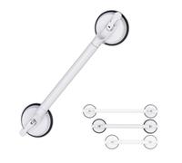 Relaxdays Poignée ventouse, extensible, 57-69 cm, barre douche & baignoire, 70 kg, pour personnes âgées, mur, blanc