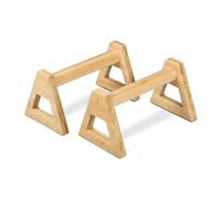 Relaxdays Poignées de Pompes, Lot de 2, Bambou, 20 x 21 x 38 cm, callisthénie, Musculation, Supports Poirier, Natures