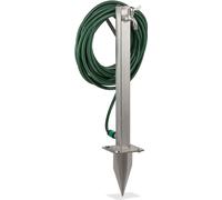 Relaxdays Colonne d’Eau avec Robinet, avec Piquet et Support Tuyau, HLP 66x30x15 cm, Point d’Eau, carré, INOX, argenté