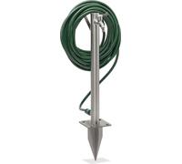 Relaxdays Colonne d’Eau avec Piquet et Support Tuyau, HLP : 66x29x15 cm, arrivée d’Eau Jardin, Ronde, en INOX, argenté