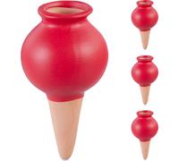relaxdays Pointes d'argile Arrosage Set de 4 pièces rouge