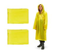 Relaxdays Ponchos imperméables jetables, Lot de 2, ciré avec Capuche, Contre la Pluie, randonnée, Unisexe, Jaune