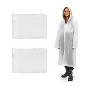 Relaxdays Ponchos imperméables jetables, Lot de 2, ciré avec Capuche, Contre la Pluie, randonnée, Unisexe, Blanc