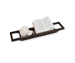 Relaxdays Pont de Baignoire Bambou, 70cm de Large, Tablette de Salle de Bain à Suspendre, Tablette à Accessoires, Marron