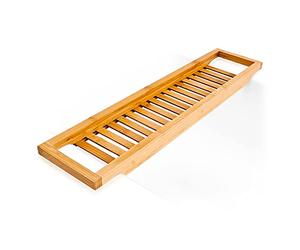 Relaxdays Pont de baignoire pratique, en bambou, H x L x P : 4 x 65 x 15 cm, pour la salle de bain, nature