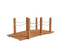 Relaxdays Pont de Jardin avec chaînes, en Bois de Sapin, pour étang de Jardin, H x L x P : 55 x 150 x 67 cm, Pont en Bois, Orange
