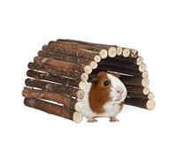 Relaxdays Pont en Bois Rongeur, Lot de 3, Tunnel pour Cage, Hamsters, Peut être plié, Bois de Chima, HLP 2x29x17cm, Nature