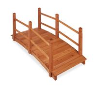 Relaxdays Pont sur étang, avec Balustrade, à Pied, Passage, décoration de Jardin, en Bois, HlP; 56x140x60 cm, Orange