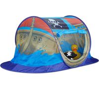 Relaxdays Tente de jeu pour enfant, pop-up, motif pirate, intérieur et extérieur, HLP: 68 x 170 x 85 cm, polyester, bleu