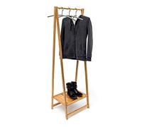 Relaxdays Portant à vêtements en bambou compartiment pour chaussures Penderie porte-manteaux HxlxP : 158,5 x 51,5 x 40,5 cm bois, nature