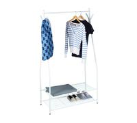 Relaxdays Portant à vêtements SANDRA tringle cintre rangement 2 compartiments rangement chaussures bottes en métal HxlxP: 162 x 90 x 40 cm, blanc foncé
