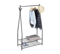 Relaxdays Portant à vêtements SANDRA tringle cintre rangement 2 compartiments rangement chaussures bottes en métal HxlxP: 162 x 90 x 40 cm, noir