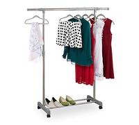Relaxdays Portant Professionnel à roulettes, avec Tringle à vêtements & Support, réglable H 95-165cm, L 94-160cm, Argent