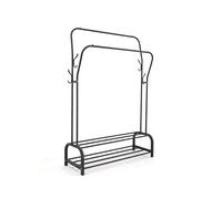 Relaxdays portants Double Noir, 2 étagères, 2 tringles, 8 Crochets, 146 x 110 x 33 cm