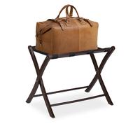 Relaxdays Porte-Bagage Pose Valise Bois Support Sac à Dos Pliant Porte Valise Pliable HxlxP: 52,5 x 66,5 x 48 cm, Marron
