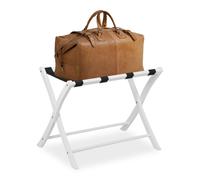 Relaxdays Porte-Bagage Pose Valise Bois Support Sac à Dos Pliant Porte Valise Pliable HxlxP: 52,5 x 66,5 x 48 cm, Blanc