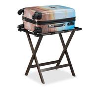 Relaxdays Porte-Bagages Pliant en Bambou, Rack pour Bagages : Valises & Sacs de Voyage, 53,5x58x36,5cm, Marron Foncé