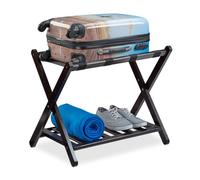 Relaxdays Porte-Bagages Pliant Support Sacs de Voyage en Bois Bambou Pose Valise HxlxP: 56 x 67,5 x 42,5 cm, Marron