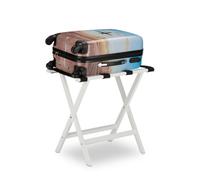 Relaxdays Porte-Bagages Pliant en Bambou, Rack pour Bagages : Valises & Sacs de Voyage, HLP 53,5 x 58 x 36,5 cm, Blanc