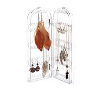 Relaxdays Porte bijoux Présentoir acrylique pliable Boucles d'oreille Colliers 28x21x2 cm Limpide