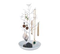 Relaxdays Porte-Bijoux en Forme d’Arbre, pour Colliers, Boucles d’Oreilles, Bracelets, HxLxP 30 x 16 x 15 cm, Blanc